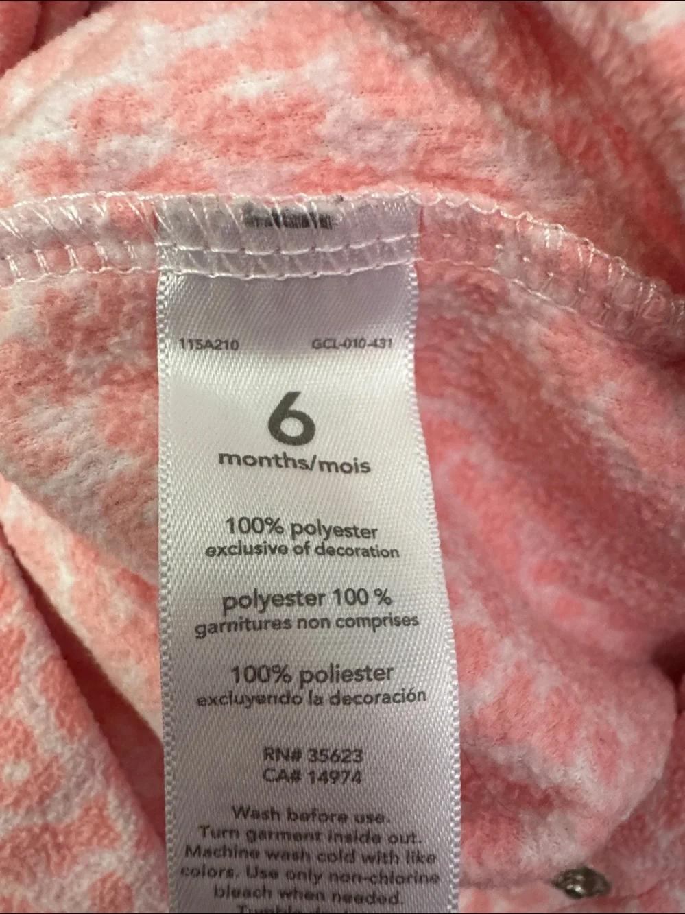 Carter's Pink Leopard Print Cat Face Footed Baby Long Fleece Sleeper 6 Mo